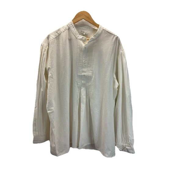 NEW J. Peterman Mens Shirt sz XL Pleated Ivory Poets Sleeve pioneer reenactment